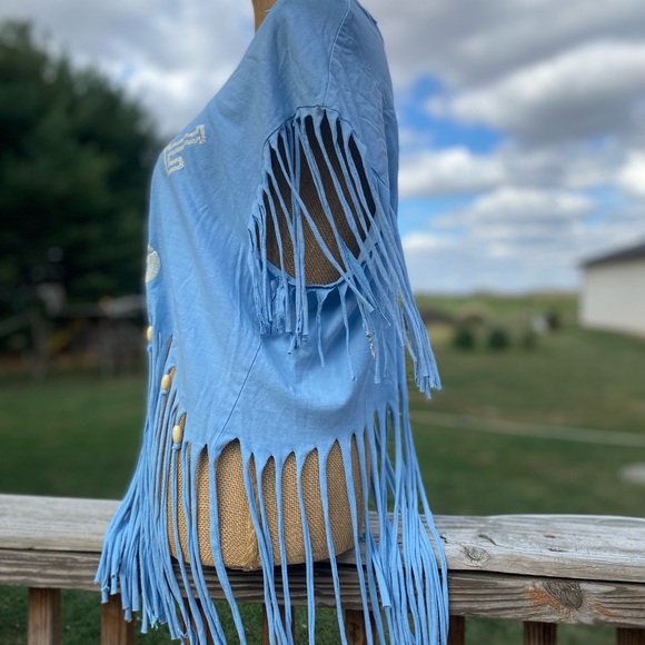 Handcrafted Polo Ralph Lauren Distressed Fringe Festival Cutoff Tee Size XL - Picture 6 of 10